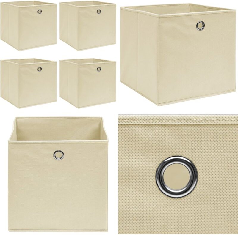 Aufbewahrungsboxen 4 Stk. Creme 32x32x32 cm Stoff - Aufbewahrungsbox - Aufbewahrungsboxen - Home & Living - Creme