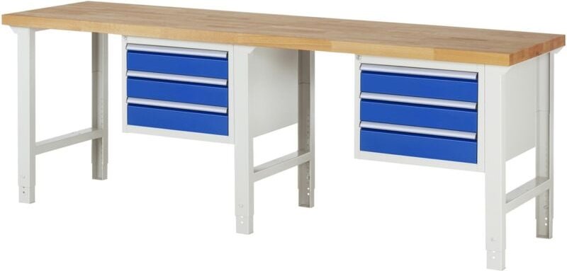 Rau Werkbank höhenverstellbar 7127A1, B2500xT700xH790-1140mm, 6x Schublade-TA