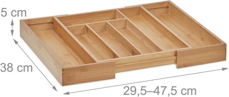 Besteckkasten aus Bambus, verstellbarer Schubladen-Organizer