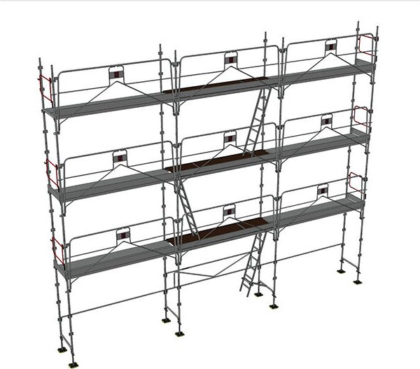 Gerüst 80m² - Struktur + Plattformen -Gelände Version - MEKA48P-80-SP