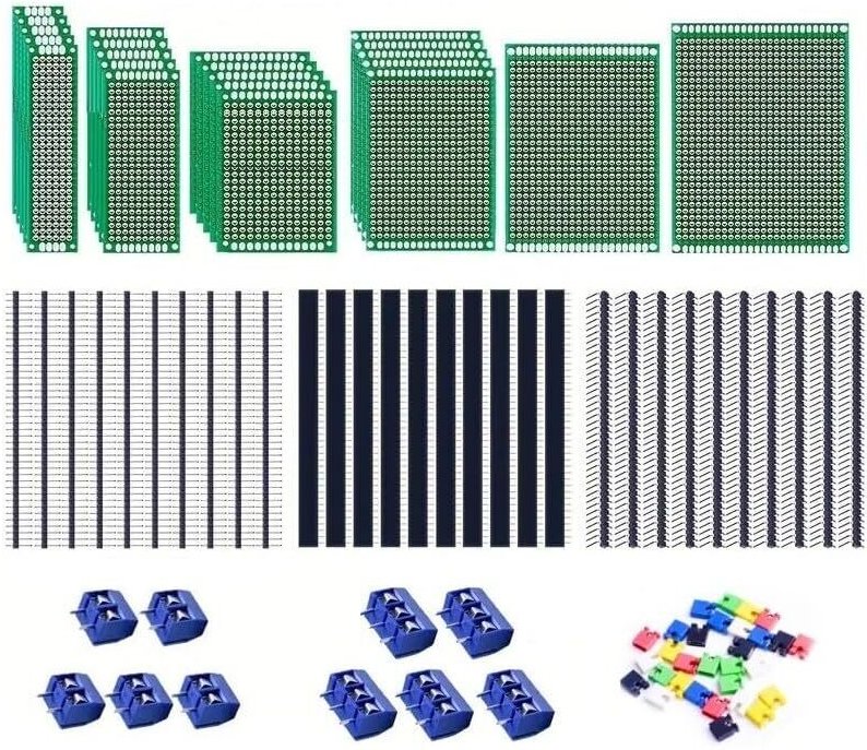 92-teiliges pcb Universal Board Set - Doppelseitige Steckplatinen in 6 Größen mit 30-poligen Stiftleisten, Nylonpfosten ...