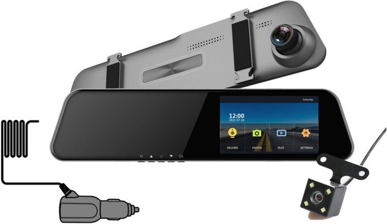 Dashcam Auto-Rückspiegel, 4,5 Zoll Full HD 1080P Bildschirm, Weitwinkel-Autokamera mit wasserdichter Front- und Rückkame...