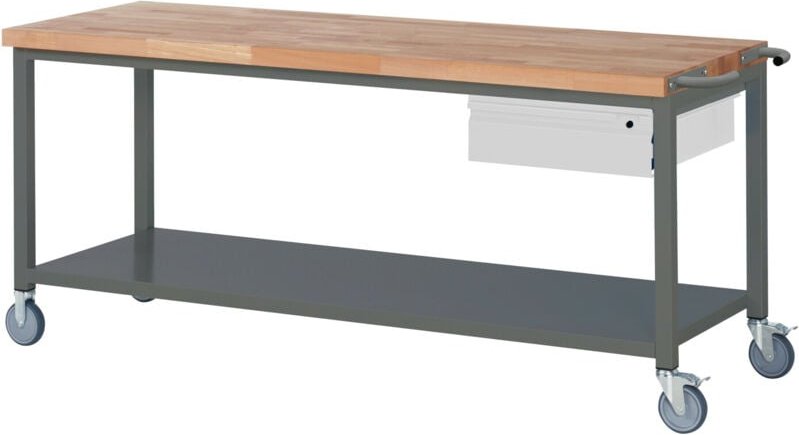 Fahrbare Werkbank Premium mit 1 Schublade und Ablageboden BxTxH 2000x700x880 mm - Stier