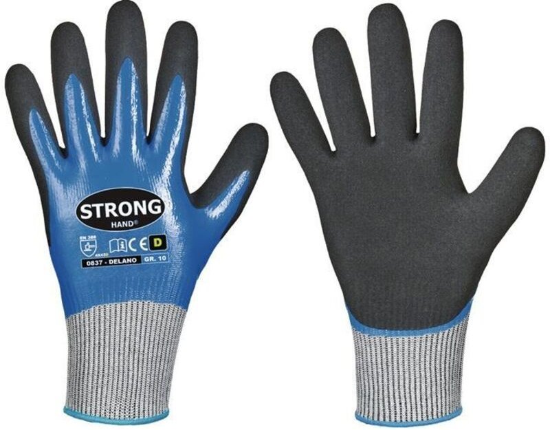 STRONGHAND 0837-09 Schnittschutzhandschuhe Delano Größe 9 dunkelblau/schwarz EN