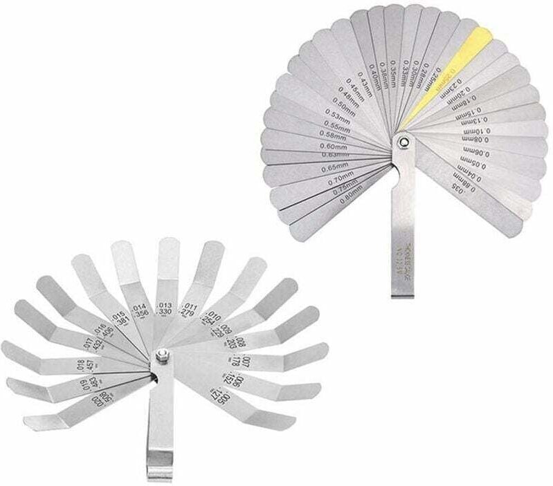 2-teiliges Fühlerlehren-Unterlegscheiben-Set, 32 Klingen, metrisch, imperial und 16 Klingen, Fühlerlehre aus Manganstahl...