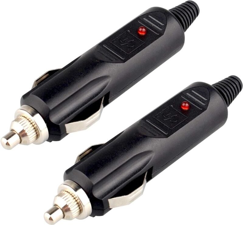 Ersandy - 2er-Pack Gleichstrom-12-V-Stecker-Zigarettenanzünder-Steckdose mit roter 10-A-Sicherung und LED-Betriebsanzeig...