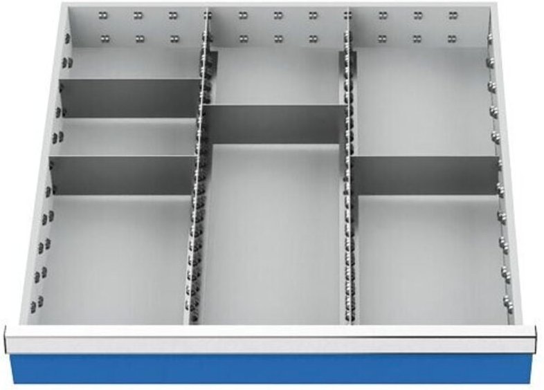 Schubladeneinteilung R 24-24 mit Metalleinteilung für Front 100 mm Maße in mm (BxT): 600 x 600
