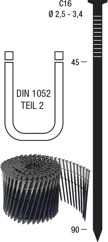 Thumbnail - Nagelrollen Ringnut mit Linsenkopf C16RL 2,8 x 65 mm A2 Drahtgebunden 16 Grad