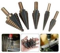 Ersandy - 5 Stück Metall-Stufenbohrer, 5–35 mm HSS-Titan, konischer dreieckiger Metall-Stufensenker für Stahl, Holz, Mes...