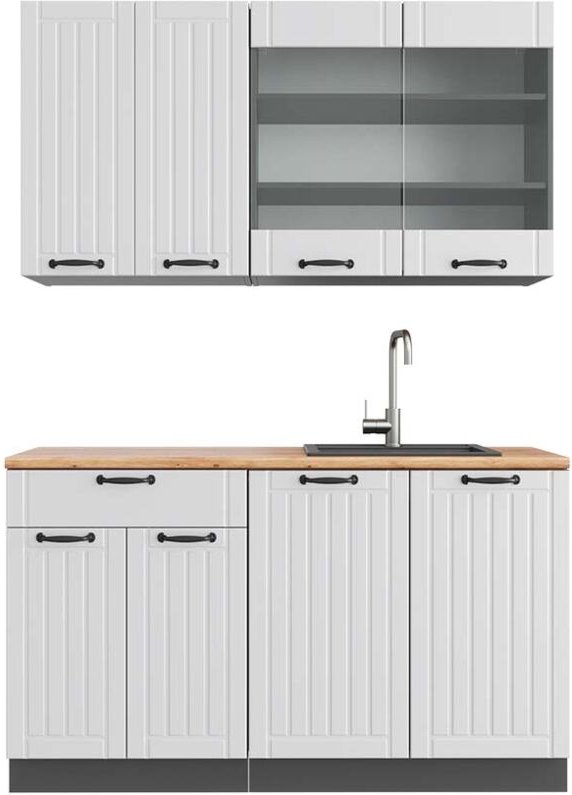 Thumbnail - Vicco - Singleküche Fame-Line, Weiß Landhaus/Anthrazit, 140 cm , ap Eiche