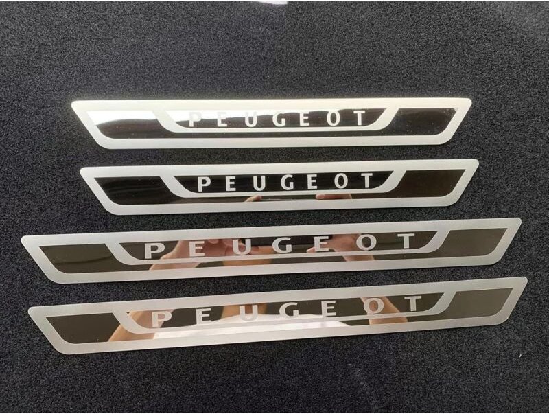 Ccykxa - 4 Stück Stahl-Einstiegsleistenschutz für Peugeot 308 408 508 3008 2008 307, ultradünnes Einstiegsleisten-Willko...