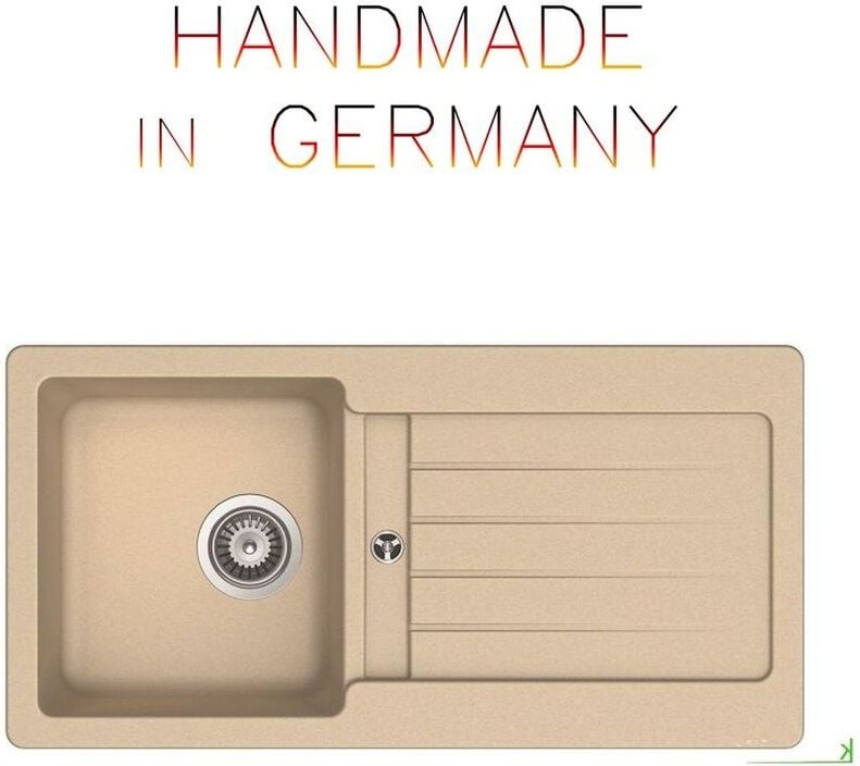 Granitspüle Victory s-vel 860.80 - creme, ab 45er Unterschrank, 860 x 435 mm