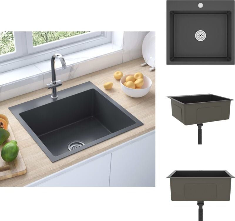 Küchenspülen & Spülbecken - Living Handgemachte Einbauspüle Schwarz Edelstahl - Schwarz
