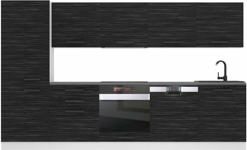 Küchenzeile Küchenblock Rose - Küchenmöbel 300 cm Einbauküche Vollausstattung ohne Elektrogeräten mit Hängeschränke und ...