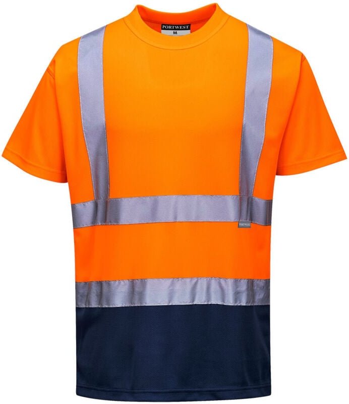 Zweifarbiges T-Shirt Orange/Navy 2XL