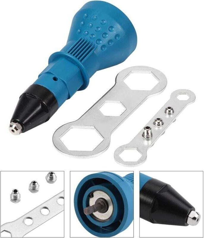 Nietadapter, elektrisches Nietmutternwerkzeug, kabellose Nietpistole, Schraubendreherzubehör 2,4, 3,2, 4,0, 4,8 mm (blau...