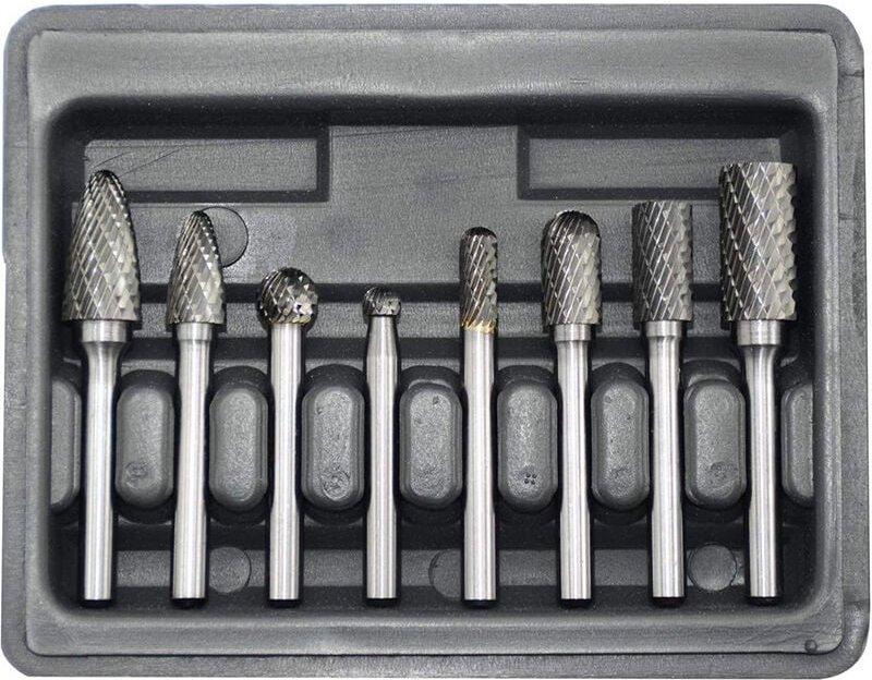 8-teiliger 6-mm-Schaft-Frässtift aus Wolframstahl, Doppelnut-Drehbohrer, Gravurkopf, Hartmetall