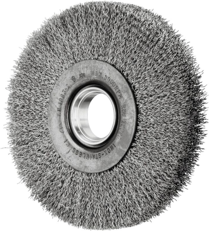 PFERD TOOLS Rundbürste breit ungezopft RBU Ø125x20xvariable Bohrung Edelstahl-Draht-Ø0,30 Schleifbock