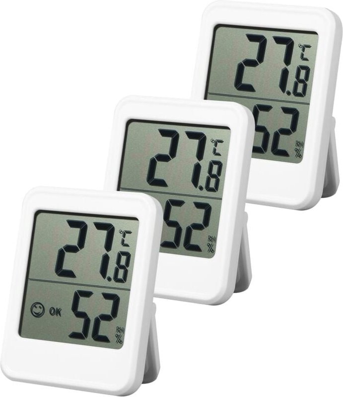 Thermometer-Hygrometer, 3-teiliges digitales Hygrometer, Mini-LCD-Thermometer, Innenhygrometer, hohe Präzision, -20 ℃ 70...