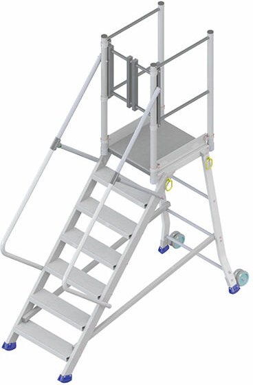 Plattformleitern 5 Stufen - Plattform Höhe 1.40m - 1 Sicherheitstüren - ES-307-CAMION/PS
