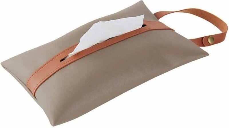 Ahlsen - Taschentuchbox, PU-Leder, Gesichtspapier, Aufbewahrungsbox, rechteckig, Organizer, Halter, Dekorleiste, Aufhäng...