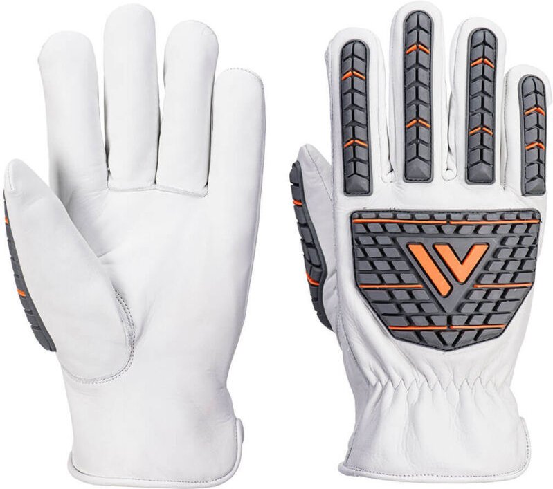 Handschuh Leder Anti-Schlag (nicht gefüttert) Weiß S - Größe 7