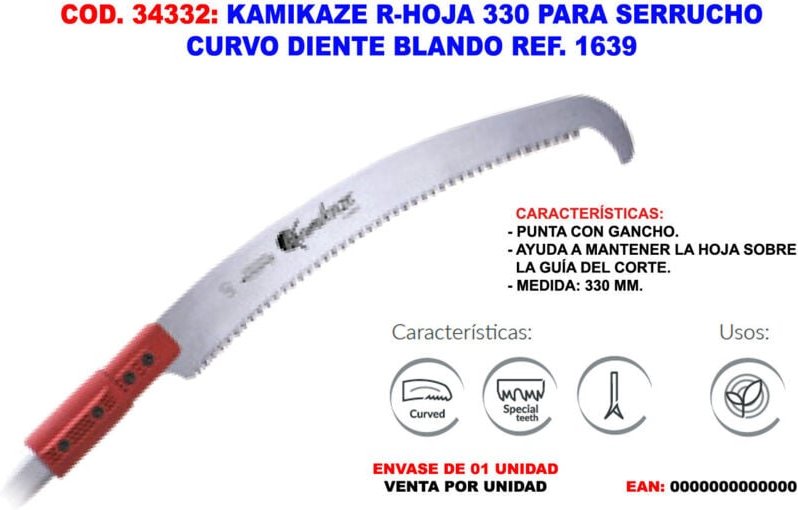 Kamikaze r-blade 330 gebogene säge weicher zahn 1639