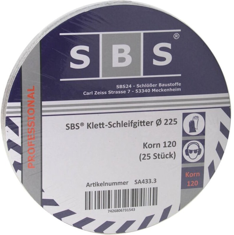25 Blatt Gitterleinen Schleifgitter 225mm Korn 120 für Langhalsschleifer Trockenbau