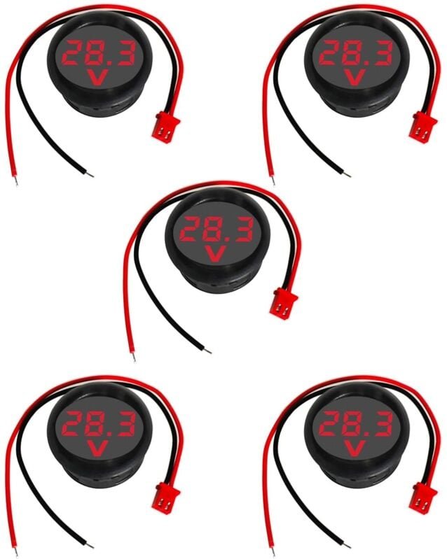 5 Stück DC 4-100 V Digitalvoltmeter, 2 Drähte 3-stelliger Spannungsprüfer LED-Anzeigemessgerät mit Überanschlussschutz f...