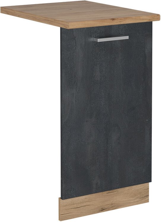 Vicco - Geschirrspülblende R-Line, Schwarz Beton, 45 cm , ap Eiche