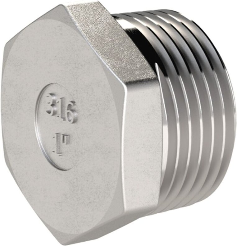 Riegler Verschlussstopfen, Sechskant, R 1, AG, SW 34, ES 1.4408