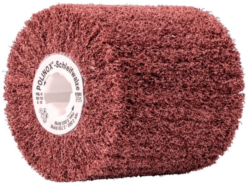 Polinox Vlies-Schleifwalze pnl ø 100x100mm Keilnut 19 mm A80 für Feinschliff und Finish - Pferd
