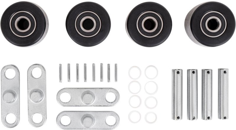 Tandem-Lastrollen-Set, aus robustem Nylon, inkl. Achsen + Wippen, für Hubwagen, verbesserte Fahreigenschaften - Stier