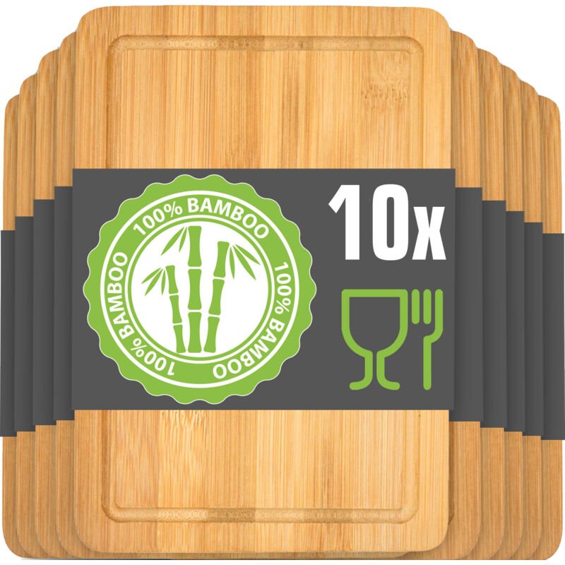 Dunedesign - 10er Set: Frühstücksbrettchen Holz 22x15 Kleine Schneidebretter Brotzeitbretter