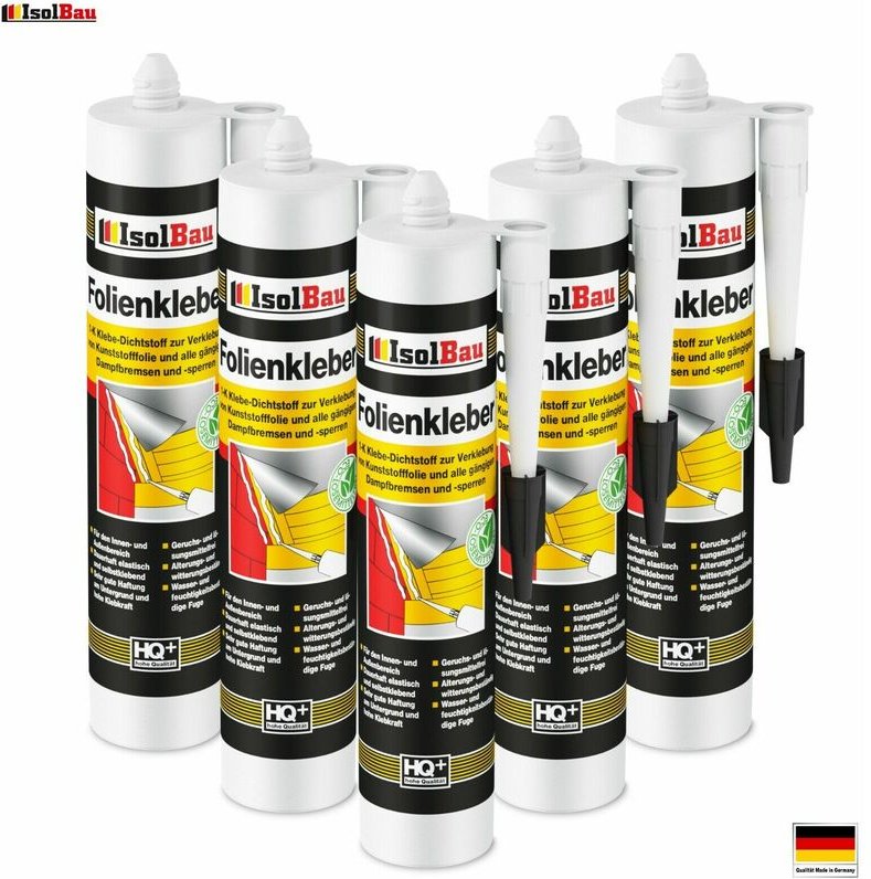 Folienkleber SET Dichtkleber Profi Auspresspistole Dampfsperre Dampfsperrfolie Bitte wählen Sie:: 5 x Folienkleber (10,4...