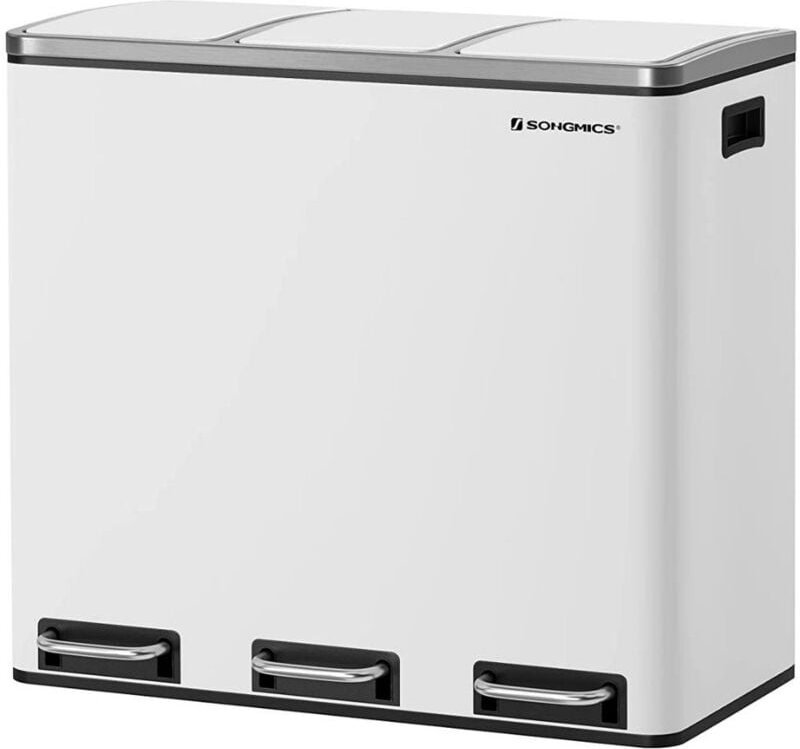Mülltrennung 3 Behälter à 18L Weiß mit Pedal