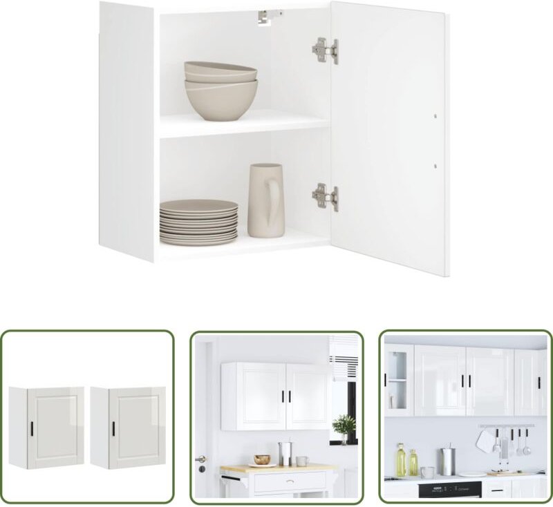 The Living Store - vidaXL Küchen-Hängeschränke 2 Stk. Porto Hochglanz-Weiß Holzwerkstoff