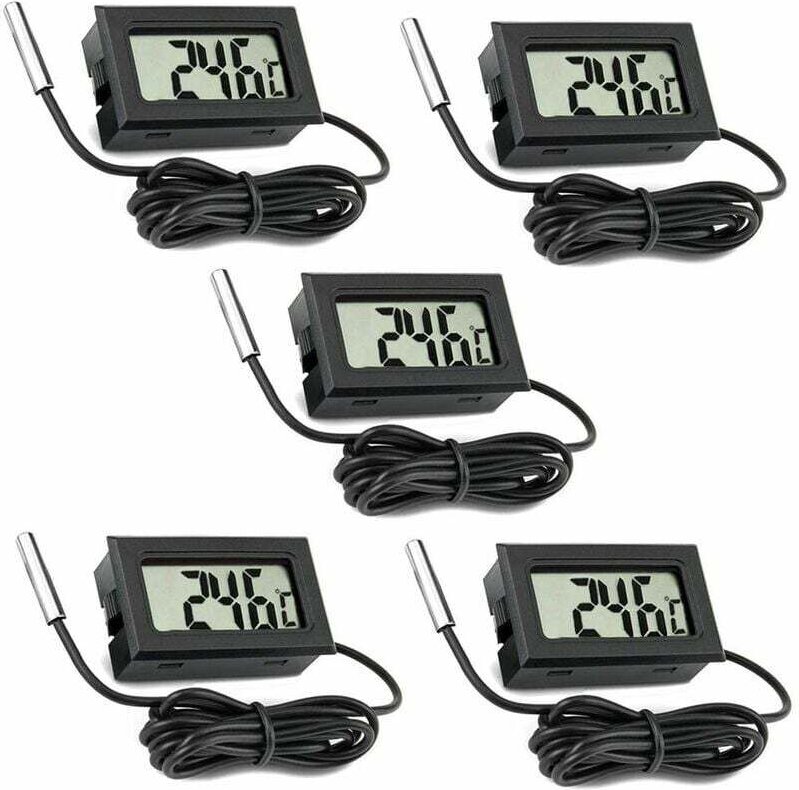 5er-Pack digitales LCD-Thermometer mit externer Sonde für Auto, Kühlschrank, Gefrierschrank, Aquarium - Tigrezy