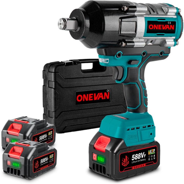 Onevan - Brushless Akku Schlagschrauber 3/4 3100Nm Anwendbar für große LKWs, Containerfahrzeuge, Eisenbahnen - Mit 2 Akk...