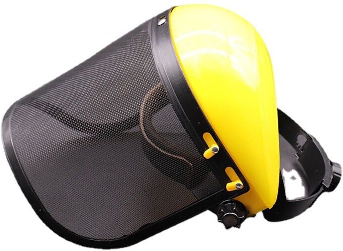 Visier aus Stahlgitter und verstellbare Ohrenschützer, Gesichts-, Stirn- und Gehörschutz