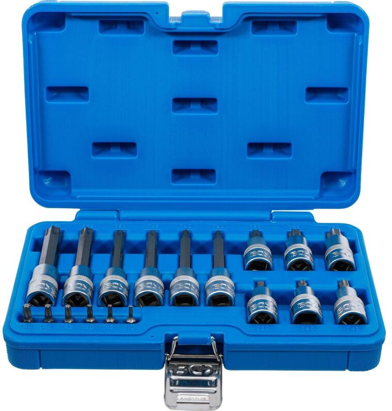 Bgs Technic - Bit-Einsatz-Satz Antrieb Innenvierkant 6,3 mm (1/4') / 12,5 mm (1/2') T-Profil (für Torx) 18-tlg.
