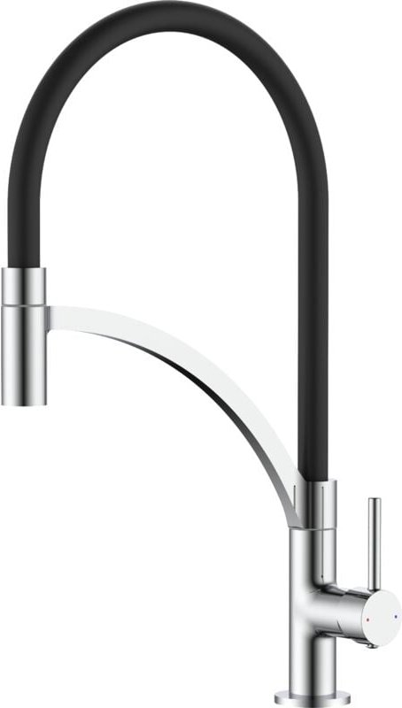 Pollini Acqua Design - Küchenspülmischer mit schwarzem Silikonauslauf senso 3 Chrom
