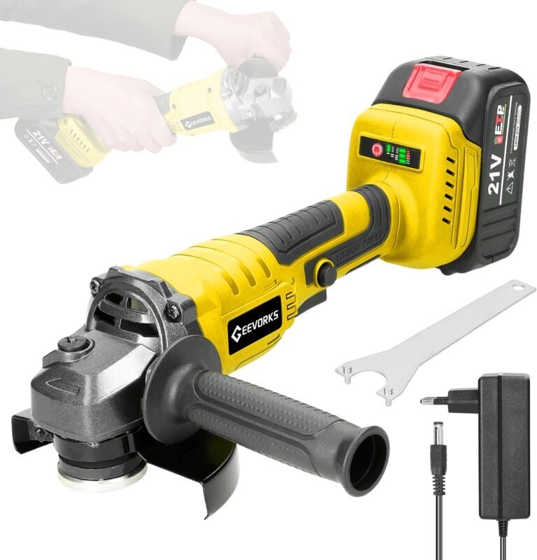 Ej.life - 21 v Winkelschleifer 125 mm kabellos, M14 Winkelschleifer bürstenloser Motor mit 1 x 1300 mAh Akku zum Schneid...