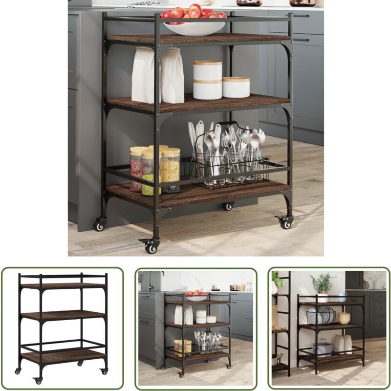 Küchenwagen Braun Eichen-Optik 65x40x86,5 cm Holzwerkstoff - Küchenwagen - Holzwerkstoffmöbel - Esstisch - Barhocker - V...