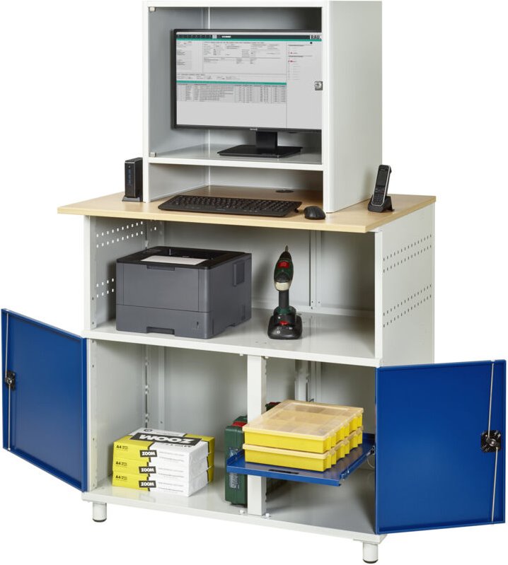 Computer-Tisch 1023 mit Monitorgehäuse T550mm, B1100xT790xH1840mm - RAU