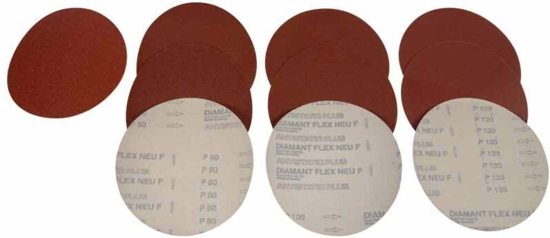 Holzmann - Set 10 Schleifteller aus Korund mit Klettverschluss 203 mm Kornung 60/50/100/120