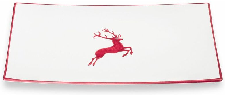 Gmundner Keramik - Bordeauxr. Hirsch, Platte rechteckig (30x20cm)