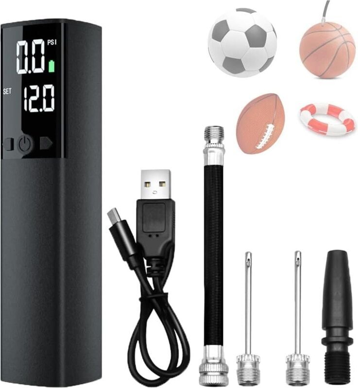 Thumbnail - Tragbare elektrische Luftpumpe, Multifunktion mit automatischer Abschaltung für Volleyball, Rugby, Sport und Freizeit – ...