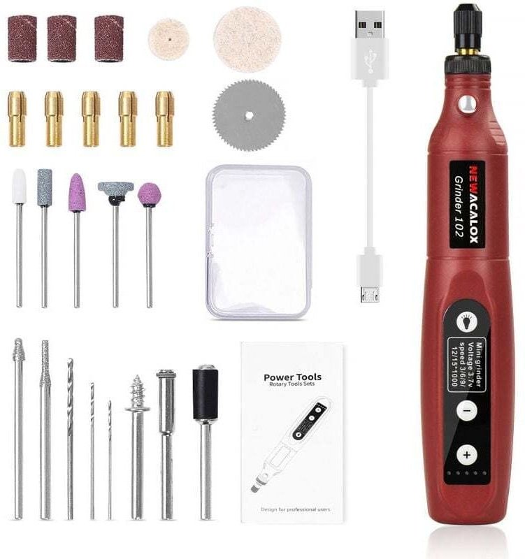 Mini-Bohrmaschine, multifunktionales Rotationswerkzeug, 5 Geschwindigkeiten, 3000–15000 U/min, LED-Mini-Akku-Bohrmaschin...