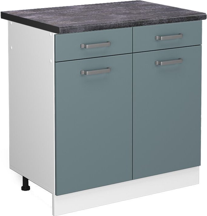 Vicco - Küchenunterschrank R-Line, Blau-Grau, 80 cm , ap Anthrazit